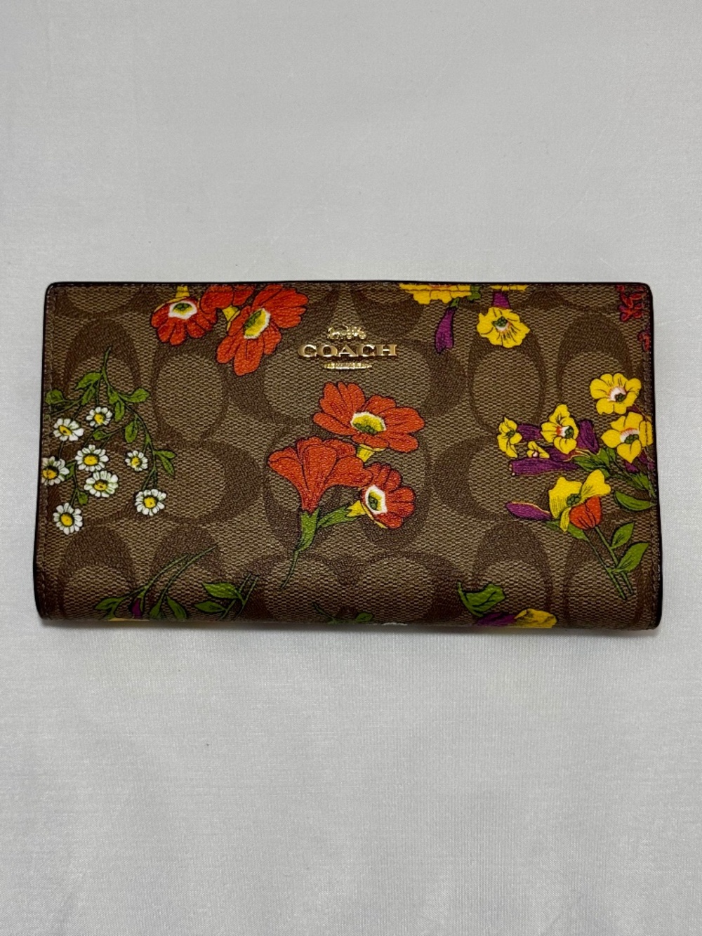 Coach Slim Zip Wallet With Floral Wildflower Print LIKE NEW
